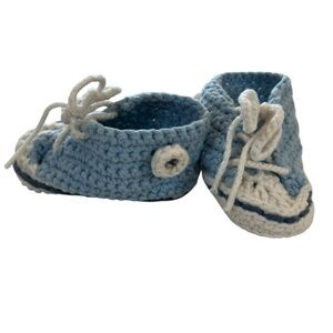 Handmade Blue & White Crocheted Converse Look a Likes 0-3M